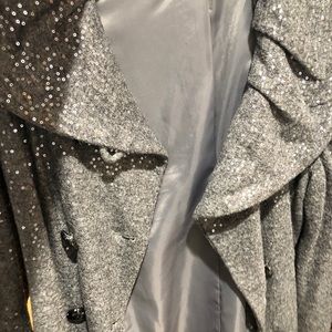 Gray wool coat with sequins